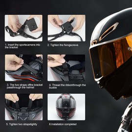 DONGFENGLION Motorcycle Helmet Mount Go Pro Helmet Mount for GoPro Hero 13/12/11/10/9/8/7/6/5, Chin Mount with 1 Screw, with Most Action Cameras