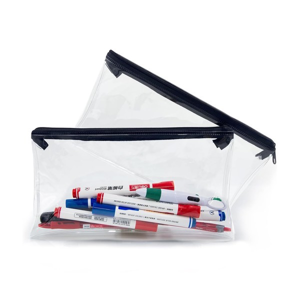 CYMYGS Clear Pencil Case for Exams, 2 Pack Clear Pencil