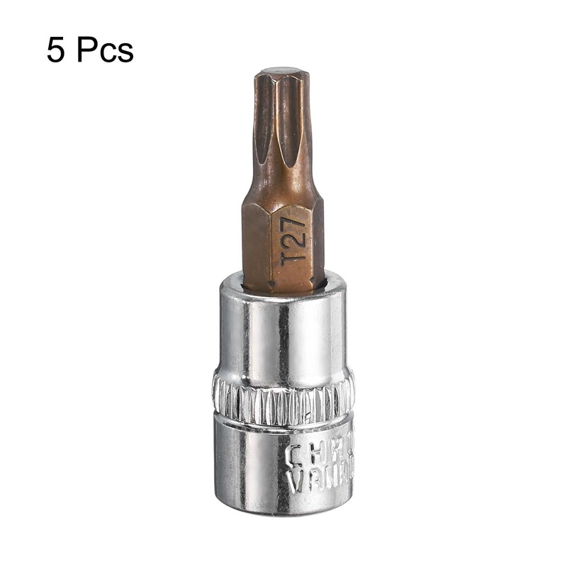 sourcing map 5pcs 1/4" Drive x T27 Torx Bit Socket,