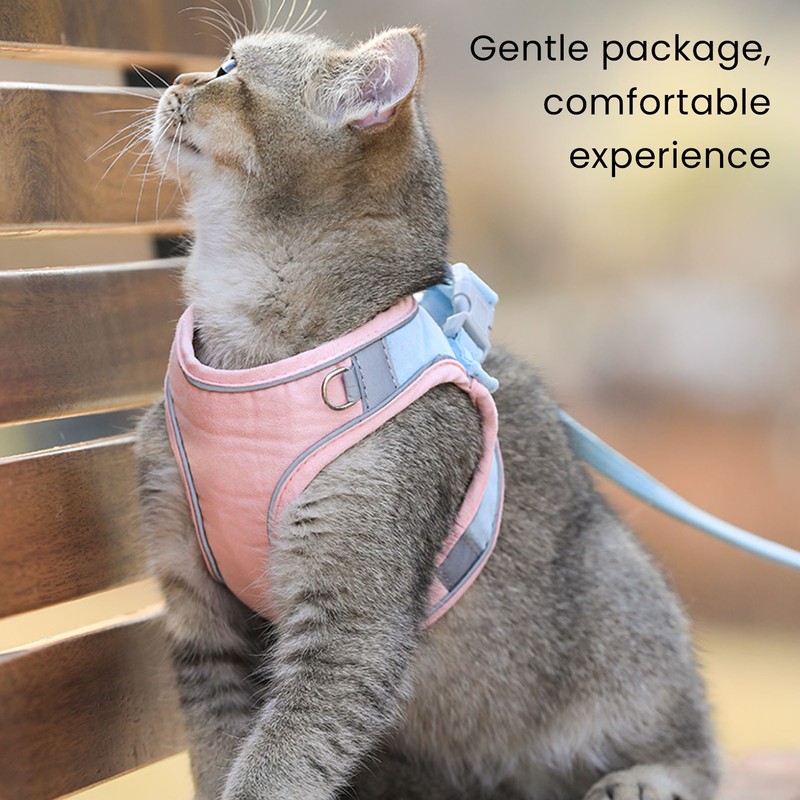 Cat Vest Harnesses and Leash Color Blocked Reflective Adjustable Escape