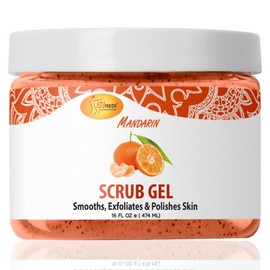 SPA REDI - Exfoliating Scrub Pumice Gel, Mandarin, 16 Oz - Manicure, Pedicure and Body Exfoliator Infused with Hyaluronic Acid, Amino Acids, Panthenol and Comfrey Extract