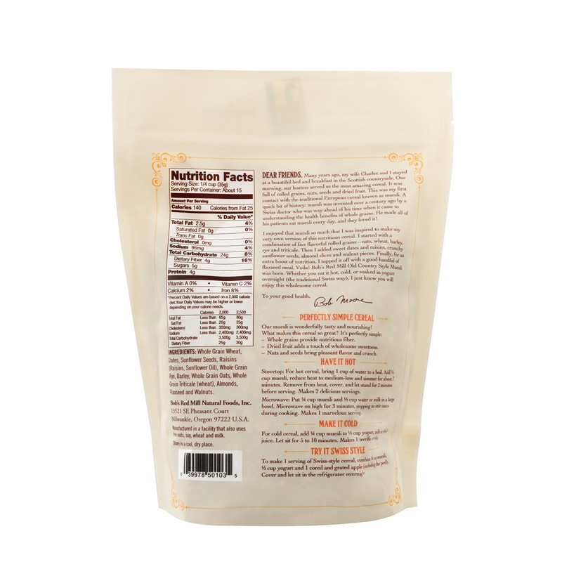 Bob's Red Mill Old Country Style Muesli Cereal, 18-ounce (Package