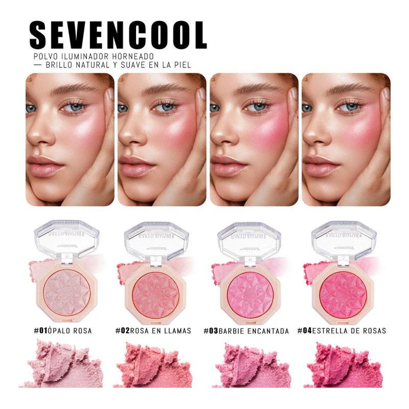 Iluminador En Polvo Baked Highlighter Sevencool 13.2g