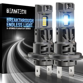 BEAMTECH H7 Bulbs, G-XPower Chips 500% Brighter 6500K White Plug and Play Fog Light, 2 Bulbs