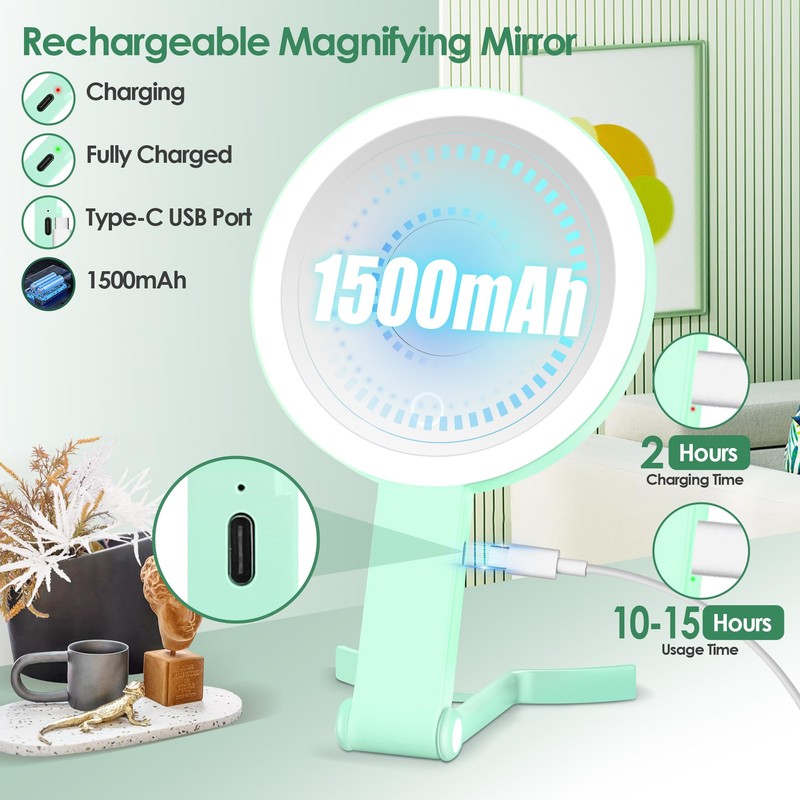 MIYADIVA Magnifying Mirror with Light, Double Sided 30X/1X Lighted Travel