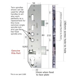 Mila Door Lock Case Gear Box 35mm Backset Twin Spindle Genuine Part
