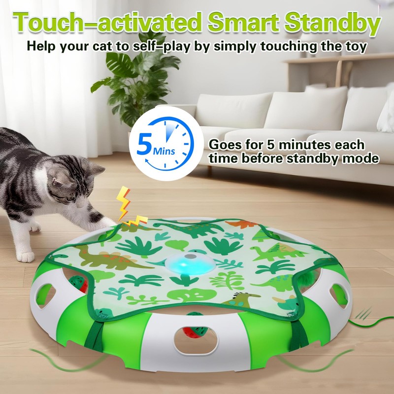 BENTOPAL Automatic Interactive Cat Toy with Moving Feather & Chirping
