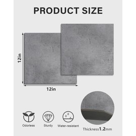 ACCOR HOME 12" x 12" Peel and Stick Floor Tile, 10 Tiles Water-Resistant Vinyl Flooring, European Concrete Marble Peel and Stick Tile for Kitchen, Bedroom, Self Adhesive DIY Floor Tiles