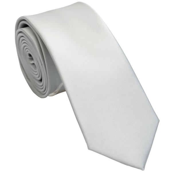ZENXUS Solid Skinny Ties for Men, 2.5 inch Slim Silver