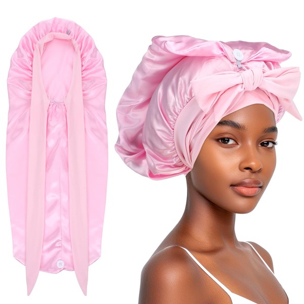 Abeillo Long Satin Braid Cap, Long Satin Hood with Buttons