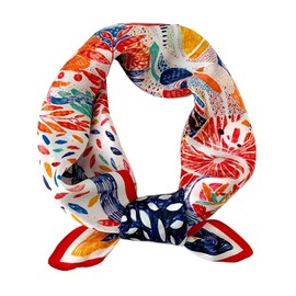 FOX-TECH Bandana Women's Headscarf Square Printed Scarf Satin Silk Scarf, a painting