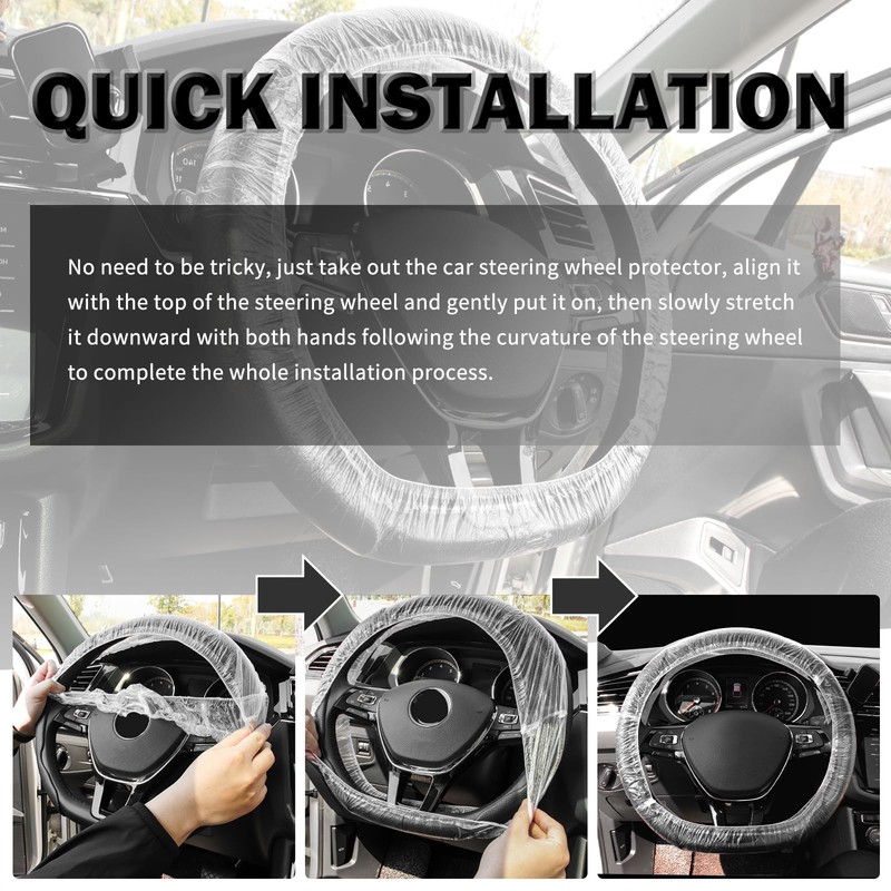 100PCS Car Disposable Steering Wheel Covers,Plastic Steering Wheel Cover Provides