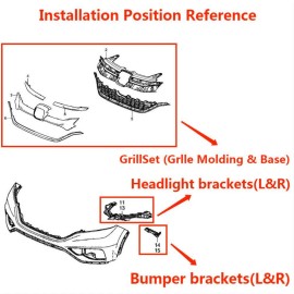Soportes de faros de parachoques de 4 piezas + rejilla cromada delantera para Honda CRV CR-V 2015 2016