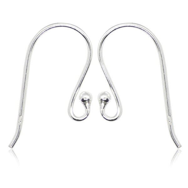 10 Pcs 925 Sterling Silver French Wire Earring Ball Hooks, Jewellery Making findings, 20mm, Nickel Free