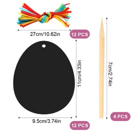 NOPKESV Pack of 12 Easter Scratch Pictures, Easter Eggs, Scratch Pictures, Children's Easter Craft Set, Children with Wooden Pens, Ribbons for Easter Decoration, Party, Party Bags, Easter Eggs,