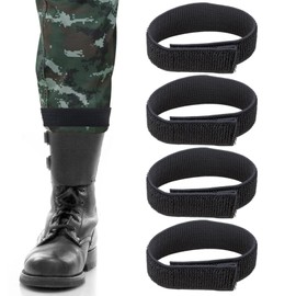 CANCYCC Pack of 4 Elastic Band Trouser Clips, Black Trouser Rubber Webbings, Velcro Bands, Trouser Leg Clip, Bicycle Trouser Strap for Jogging, Fishing, Hiking, Cycling