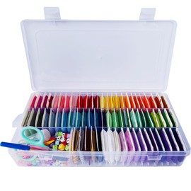 400+Pcs String Bracelet Making Kit, Friendship Bracelet String Kit with 68 Skeins Embroidery Floss Cross Stitch Thread, Friendship Bracelet Beads, 34Pcs Embroidery Tools