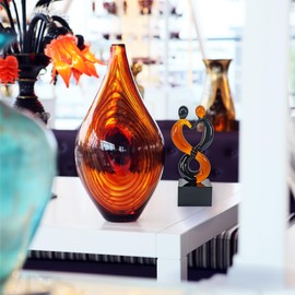 CRISTALICA Glass Figurine Glass Sculpture Love Amber/Transparent Height Approx. 11 cm Handmade