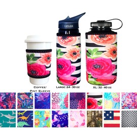 Koverz Neoprene 24-30 oz Water Bottle Insulator Cooler Coolie - Tres Chic