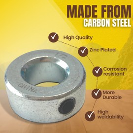 AR-PRO (4-Pack) 1/2 Bore Solid Steel Shaft Collars with Zinc Plated Coating - Durable Shaft Collars Suitable for Machinery and Industrial Use