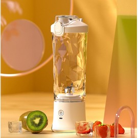 Meichoon Portable Blender Electric USB Juicer Cordless 600ml/21oz Personal Size Sipping Spout 6-Blade Head Sport Travel LB34 White
