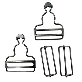 SYSOLYWIN 6 Sets Overall Buckle Retro Suspender Buckles Overall Clip Replacement for Trousers Cotton Jacket Jeans Gunblack 45mm A2253