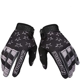 Guantes Star para motociclismo, ciclismo y todoterreno, de dedos completos, para deportes al aire libre, para hombres y mujeres, y montaismo (Negro,  