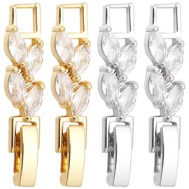 SUNNYCLUE 1 Box 10Pcs Silver Gold Fold Over Clasp Fold Over Extender Necklaces Extension Bracelets Extenders Cubic Zirconia Foldover Extender Clasps for Jewelry Making Women Adults DIY Crafts