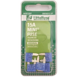 Littelfuse MIN15BP MINI 297 Series Fast-Acting Automotive Blade Fuse - Pack of 5