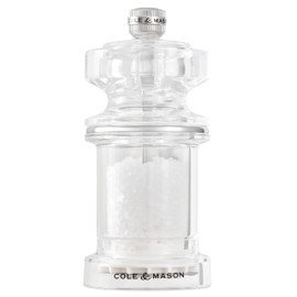 Cole & Mason 605 Refillable Spice Mill - Kitchen & Home Accessory - Table Salt Grinder - Salt Included - Acrylic - Salt Mill 4.5"