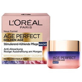 L'Oréal Paris Nachtpflege, Age Perfect Golden Age, Anti-Aging Gesichtspflege, Festigung und Glanz, Für reife und fahle Haut, Mit Pfingstrosen-Extrakt, 50 ml