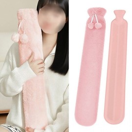 2100ml large capacity long thermal water bag with cover, long type for replacing hot pack, leg and abdomen warm compress hot pack pink