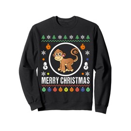 Merry Christmas Monkey Ugly Sweater Xmas Knit Sweatshirt