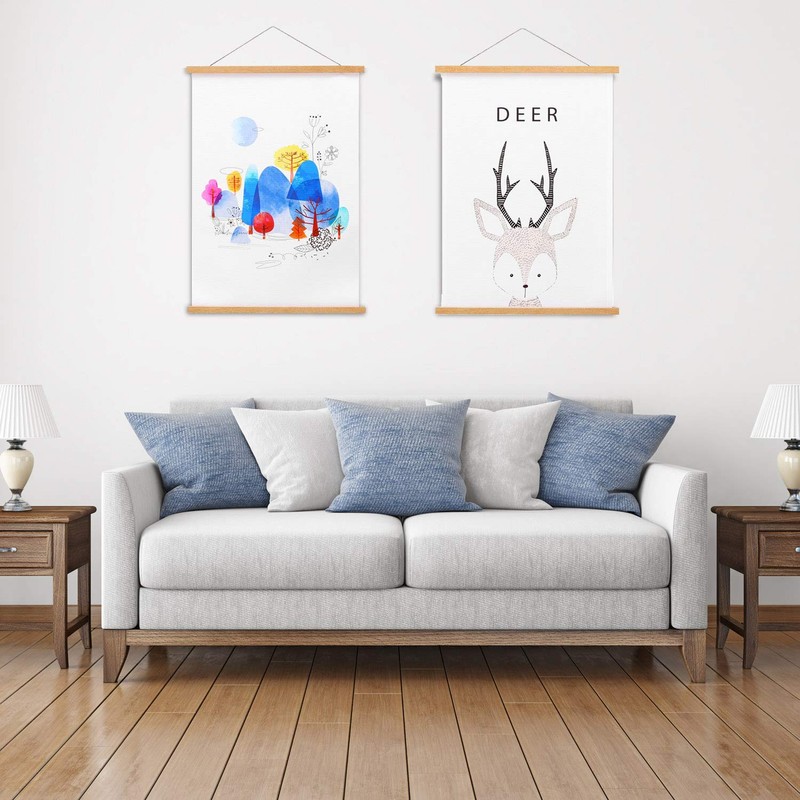 FALAMON 2 Pack Teak Wood Magnetic Poster Frame Hanger, 24x36