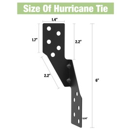 Hurricane Straps Brackets 50 Pcs，Hurricane Tie with Black Powder-Coated,Hurricane Straps Trusses/Rafters Ties