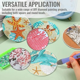 Electric Diamonds Paintings Art Drill Pen with LED, Double-Headed Design, 8 Interchangeable Tips for Square Round Beads, DIY Craft Tool (Purple)