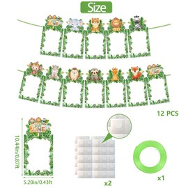 Kimini-Ki Wild One 12 Month Photo Banner, Wild One Birthday Decorations, Jungle Safair Animal 1st Birthday Monthly Photo Banner, Wild One Year Photo Banner
