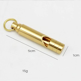 Brass Metal Emergency Whistles - 2 pcs Adults/Kids Outdoor Loud Sound SOS Survival Kit Lifeguard Safety Whistle Keychain with Keyring for Camping Hiking Dog Train Couching Boating Hunting