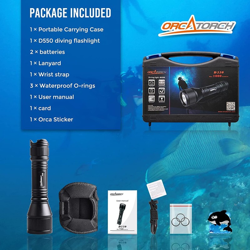 ORCATORCH D550 Dive Light 1000 Lumens Scuba Diving Flashlight 3