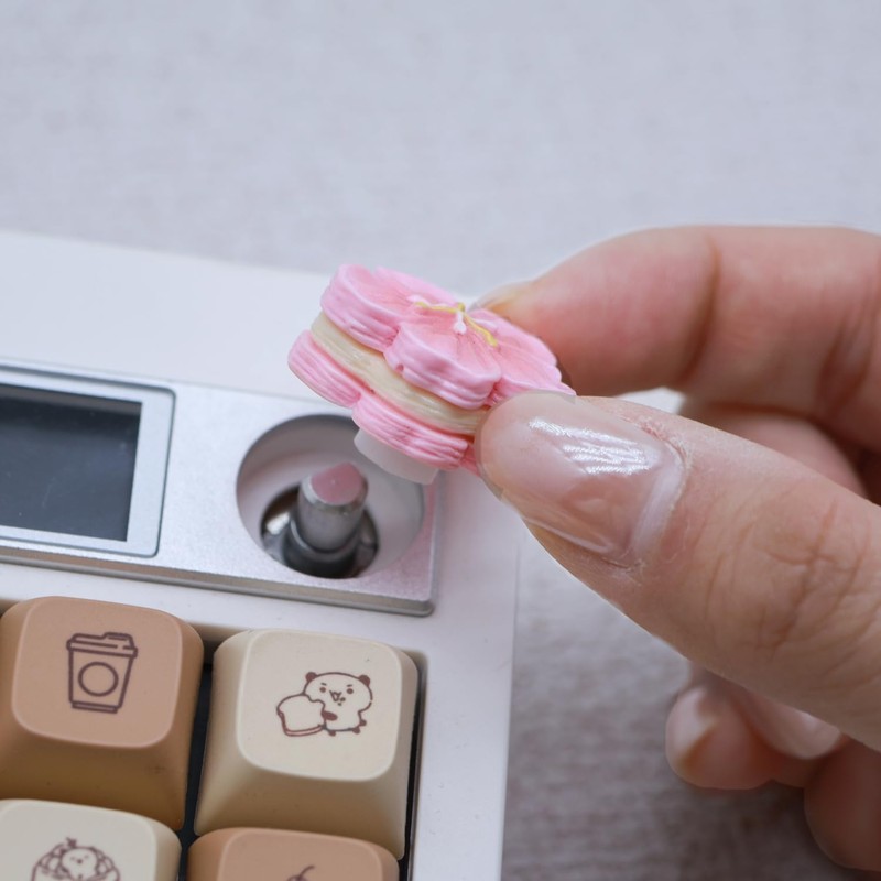 Cmokifuly Rotary Knob for Mechanical Keyboard, Handmade Resin Cute Sakura