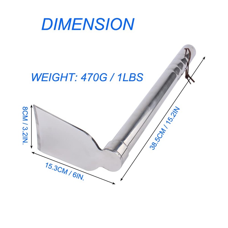 Stainless Steel Garden Hoe 15-inch Length Lightweight Weather Resistant Metal
