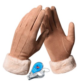 LassZone Womens Winter Warm Touch Screen Gloves Fleece Lined Windproof Soft Suede Mittens for Dressing Driving Running Skiing Cycling Camping etc