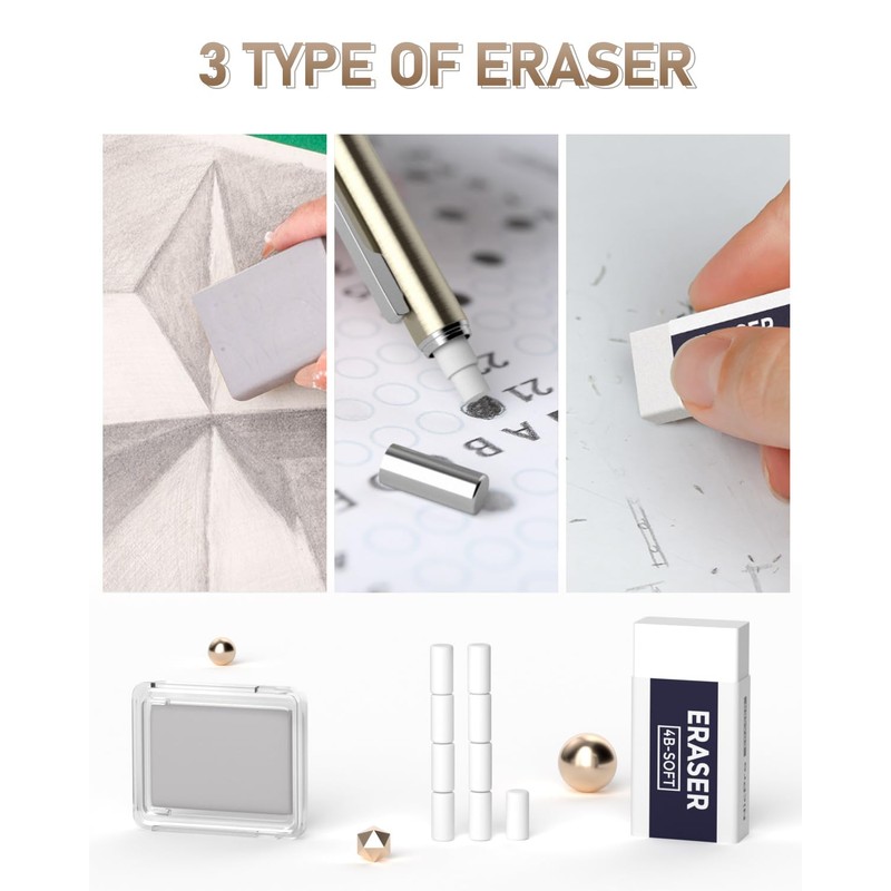 Nicpro 35PCS Art Mechanical Pencil Set, 3 PCS Metal Drafting