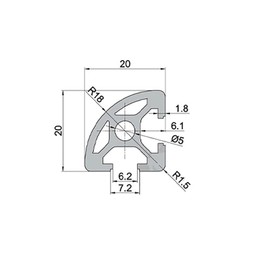 Kwweeoo 2020 Aluminum Extrusion Arc Round Corner T Slot 1200mm Long Silver 2 Pack, Quarter Rounded Angle 45 Degree Extruded Profile 20 Series European Standard Anodized Linear Rail Frame 47.24" 2Pcs