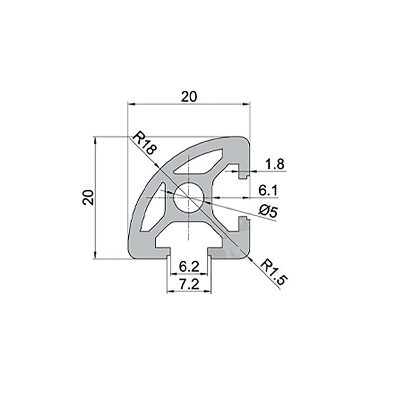 Kwweeoo 2020 Aluminum Extrusion Arc Round Corner T Slot 1200mm