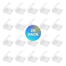 20-Pack Clear Hard Plastic Hinged Lid Storage Containers 2.56"L x 2.56"W x 0.75"H each, Made in USA, Small Acrylic Boxes for Display and Collectibles, by Gary Plastic Packaging