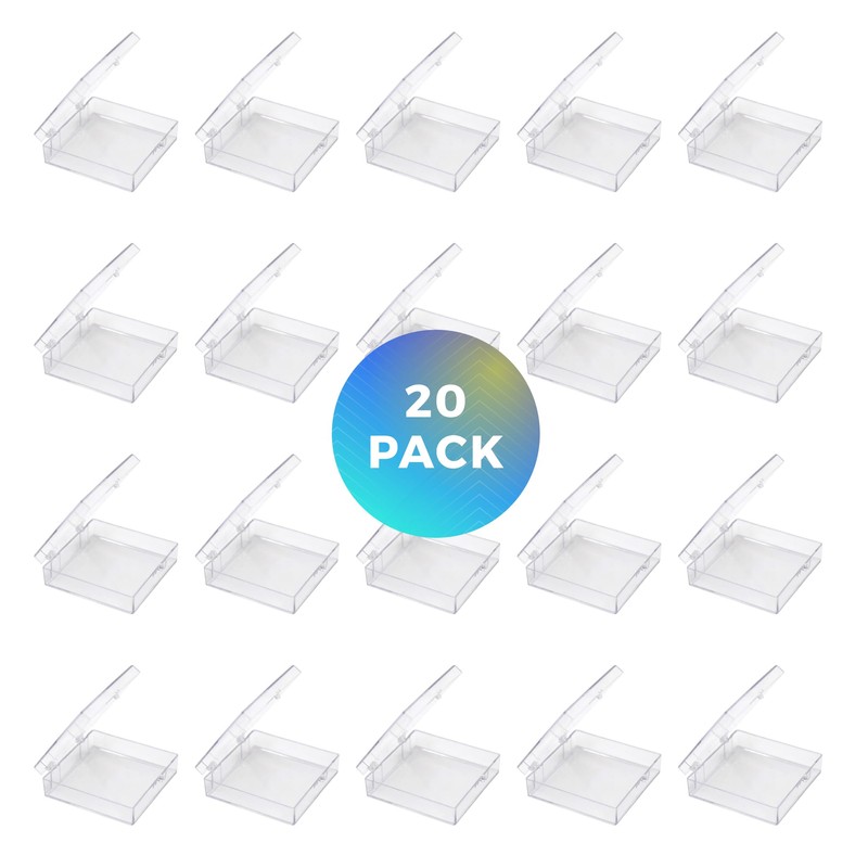 20-Pack Clear Hard Plastic Hinged Lid Storage Containers 2.56"L x