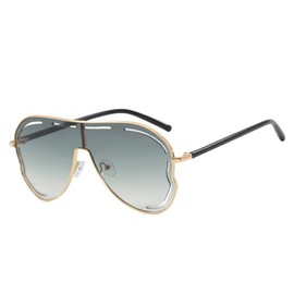 Shiratori Retro oversized wrap-around frog eye sunglasses with UV protection, ideal for beach, driving, and outdoor activities Green