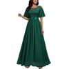 Miusol Women's Elegant Sequin Lace Butterfly Sleeve Formal Evening Maxi