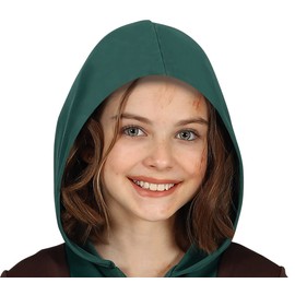 FIESTAS GUIRCA Archer Girl Costume - Green Heroine Outfit with Dress, Hood and Vest for Girls from 7-9 Years